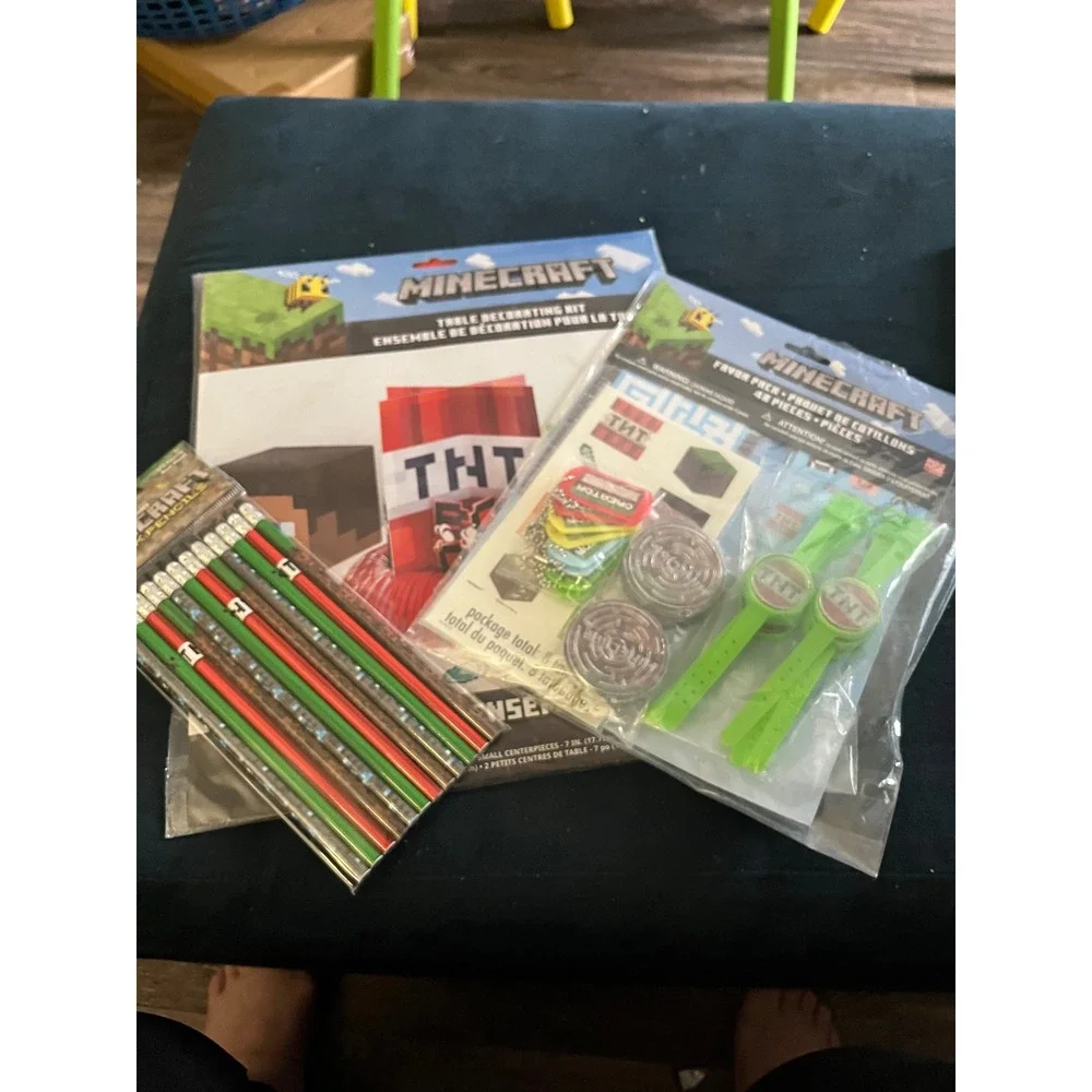 Minecraft Party Supplies Bundle Table Decorating Kit 48pc Favor Pack 12 Pencils
